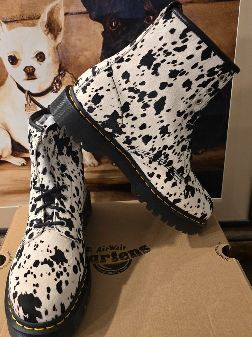 Dr.Martens 1460 Bex 8-Eye Boots Dalmatian 42865100 Men's Size 12 US NEW RARE